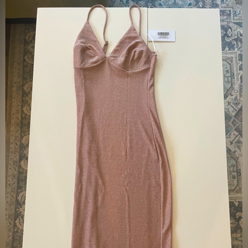 Reformation rose sparkle disco dress with adjustable straps